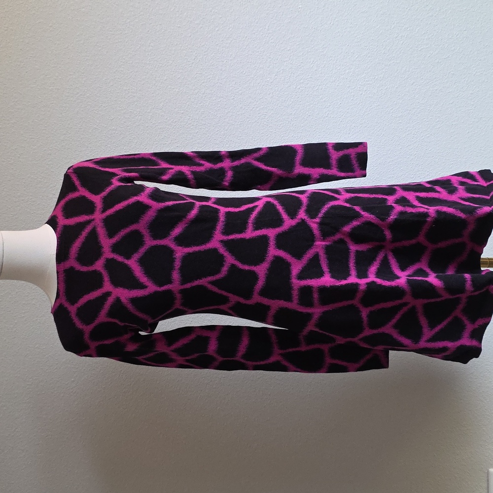 Michael Kors Black and Pink Patterned Knit Top